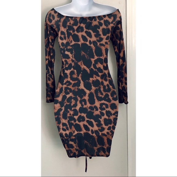 Animal Print Ruched Front Mini Dress - Picture 2 of 3